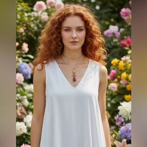 💖 Multi-Color (Fuschia/Pink/Peach) Stacked Pendant Necklace